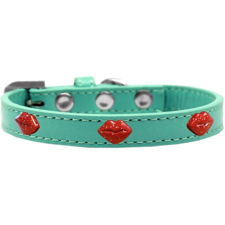 PET PAL Red Glitter Lips Widget Dog CollarAqua Size 16 PE794136